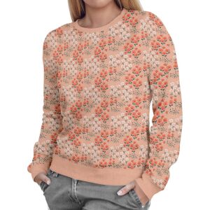 Damen Sweater, Blumen (N&auml;hset)