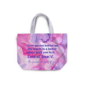 XL Shopper-Bag Tasche, Good vibes, lila-pink (N&auml;hset)